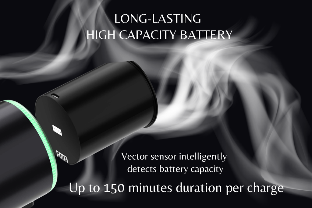 A removable 7,500 mAh rechargeable battery powers the ZYLIT electronic hookah heating device for up to approximately 150 minutes per charge, depending on temperature settings and use. USB-C charging makes recharging convenient, and the battery can also function as a power bank for compatible devices. ZYLIT includes a stainless steel shisha bowl with approximately 20–25 grams of capacity, depending on the mixture and packing method. Its reusable bowl supports comfortable hookah session preparation and conven
