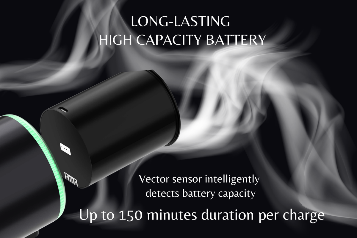 A removable 7,500 mAh rechargeable battery powers the ZYLIT electronic hookah heating device for up to approximately 150 minutes per charge, depending on temperature settings and use. USB-C charging makes recharging convenient, and the battery can also function as a power bank for compatible devices. ZYLIT includes a stainless steel shisha bowl with approximately 20–25 grams of capacity, depending on the mixture and packing method. Its reusable bowl supports comfortable hookah session preparation and conven